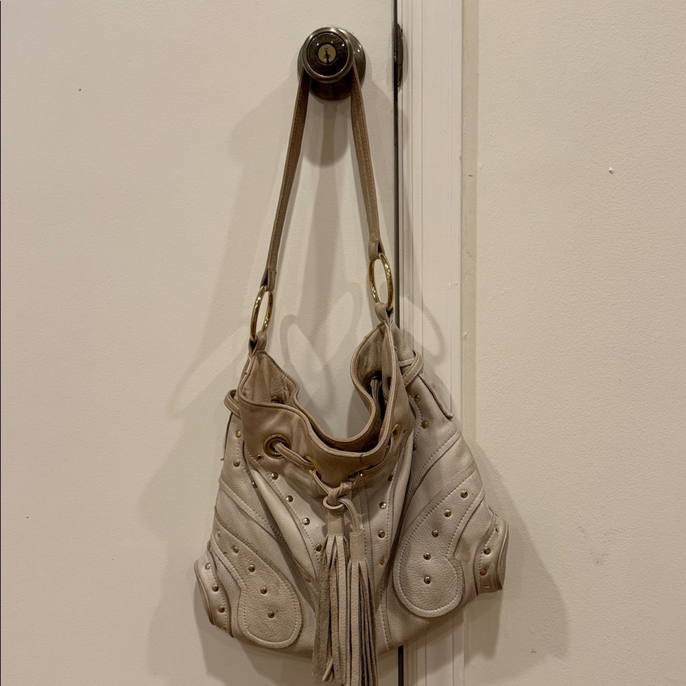 BULGA Beige and Gold Shoulder Bag